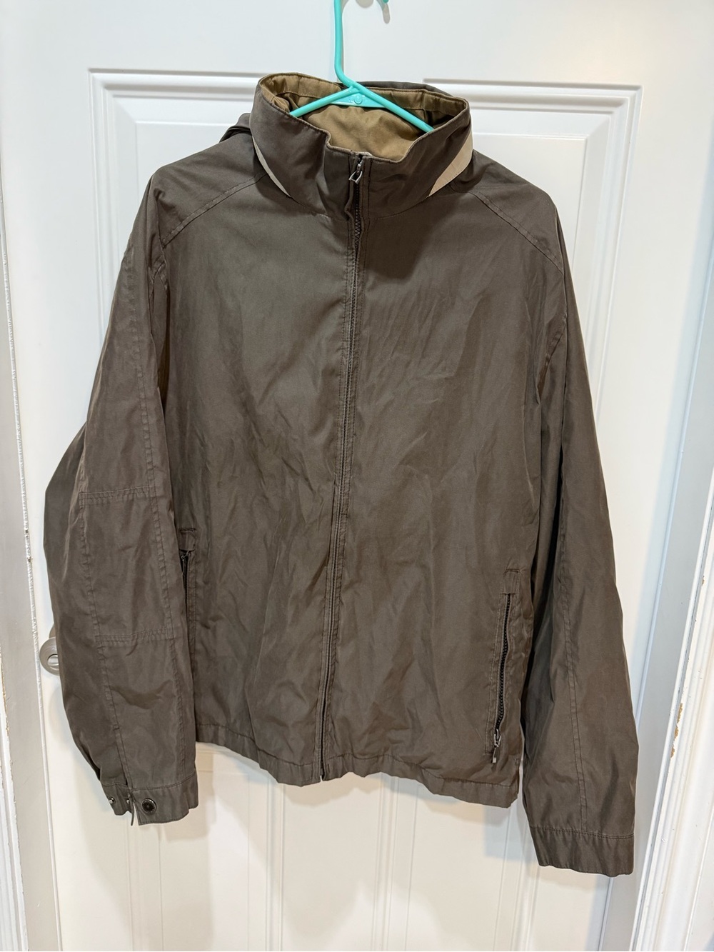 London Fog Men's brown Brown Zip-Front Raincoat with hood